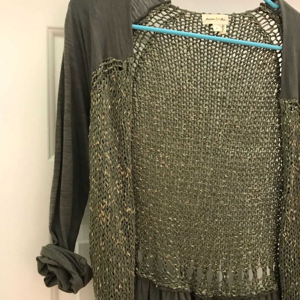 Army Green Crocheted Cardigan